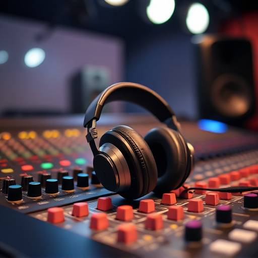 Cuffie professionali da studio su una console di missaggio audio